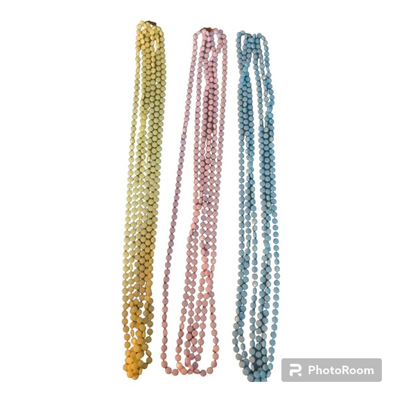 Three Strand Necklace Beaded Octogan Pastel Yellow Pink Blue Vintage Lot Of 3 - Picture 1 of 9